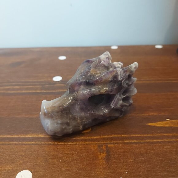 Chevron Amethyst (Dream Amethyst) Crystal Dragon Head - Picture 1 of 8